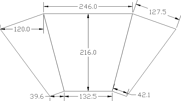 [Dimensioned picture of South Stadium]